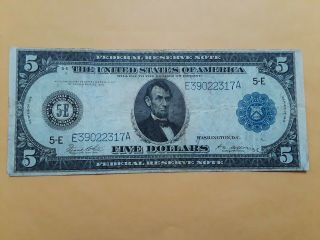 Fr.  863a 1914 $5 Five Dollars Frn Federal Reserve Note Richmond,  Va