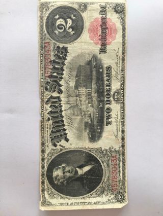 1917 $2 Two Dollar Legal Tender Large Note Red Seal