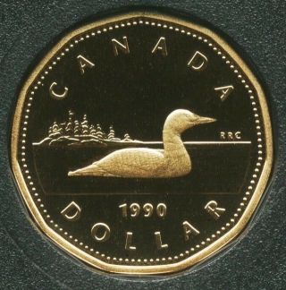 1990 Canada 1 Dollar Coin Proof One Dollar Heavy Cameo From Set