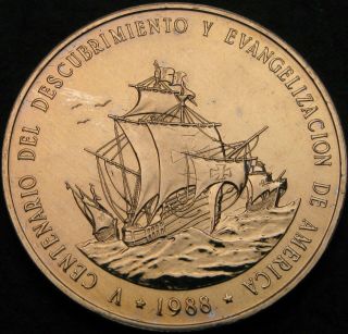 Dominican Republic 1 Peso 1988 - Evangelization - Aunc - 1584 ¤