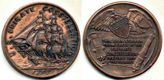 Us Frigate Constellation 1797: Medal Struck From Parts From The Ship