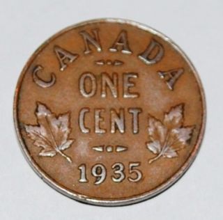 Canada 1935 1 Cent Copper Coin One Canadian Penny