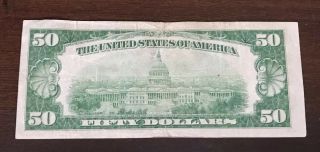 1934 $50 Bill Federal Reserve Note G01362165A Lime Seal 4