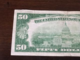 1934 $50 Bill Federal Reserve Note G01362165A Lime Seal 5