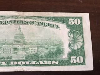 1934 $50 Bill Federal Reserve Note G01362165A Lime Seal 6