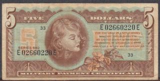 Us Mpc 5 Dollars Note Series 692 Vf