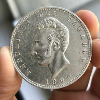 Ecuador 1890 Lima - 1 Sucre Scarce Silver