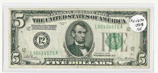 Series 1928 $5 Five Dollar Federal Reserve Note (gold Clause)