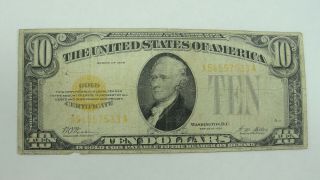 U.  S.  Series Of 1928 Ten Dollar Gold Note / Gold Certificate