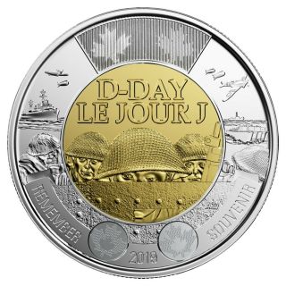 2019 Canada $2 D - Day Unc Non Coloured Toonie Coin From Special Wrap Roll