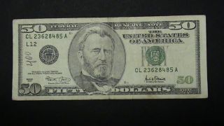 2001 $50 Fifty Dollar Bill