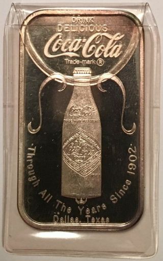 1 Oz Silver.  999 Fine Coca Cola 75th Anniversary Dallas Tx Bottling,  Inc.
