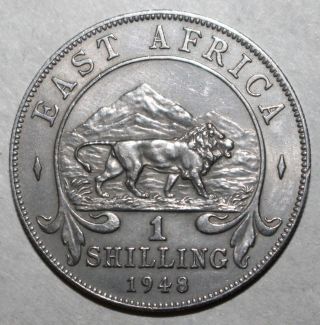 British East Africa 1 Shilling Coin,  1948 - Km 31 - King George Vi Lion One