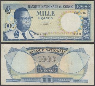 Congo 1000 Francs 1961 (vf) Banknote P - 8a