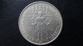 Germany Weimar Republic 1929 A 3 Mark Silver Coin 1000th Anniversary Of Meissen