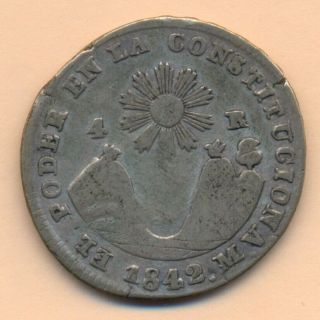 Ecuador 4 Reales 1842 Mv Quito Silver 12,  30 Gr.