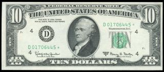 1963 A $10 Cleveland Federal Reserve Star Note Fr.  2017 - D