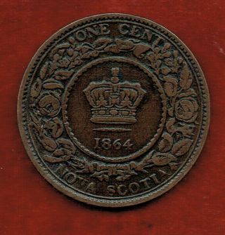 Nova Scotia One Cent 1864 Queen Victoria.  Mintage 800,  000 ;[a]