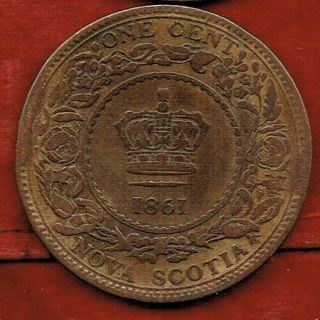 Nova Scotia One Cent 1861 Queen Victoria.  Mintage 800,  000 [b]