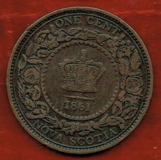 Nova Scotia One Cent 1861 Queen Victoria.  Mintage 800,  000 [a]