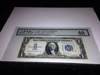 1934 $1 " Funnyback " Silver Cert Pmg 40 Extremely Fine