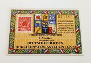 Holnis Notgeld 1 Mark 1920 Emergency Money Germany Banknote (10070)