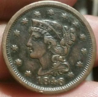 1846 Us Braided Hair Large Cent - Shape