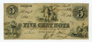 1862 5c Unknown Issuer - Skaneateles,  York Merchant Scrip Civil War Era