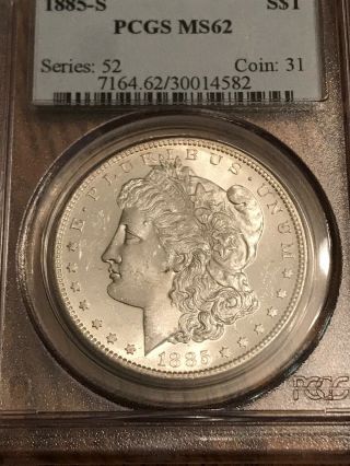 1885 - S Morgan Pcgs Ms - 62 Silver Dollar Coin San Francisco $1