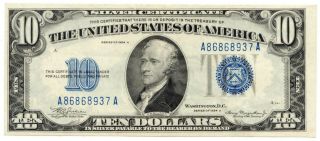 Fr.  1702 1934 - A $10 Silver Certificate,  Small Size,  Blue Seals [4359.  05]