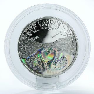 Cameroon 1000 Francs L`amour Toujours Swan Love Antique Finish Silver Coin 2011