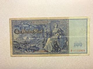 1910 German 100 Mark Reichsbanknote F,  16105 2