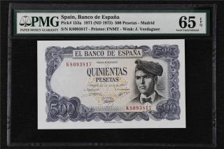 1971 Spain Banco De Espana 500 Pesetas Pick 153a Pmg 65 Epq Gem Unc