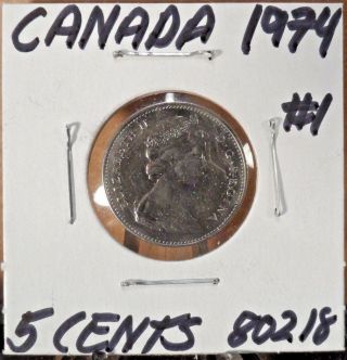 CIRCULATED 1974 5 CENT CANADIAN COIN (80218) 1.  DOMESTIC 3