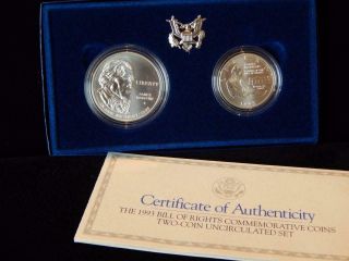 1993 - S Bill Of Rights - Unc Silver And Half Dollar Commemorative Coins Mf - 2251