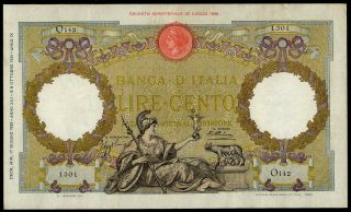 Italy 100 Lire Capranesi 1935 Vf,  Roman Eagle Large Size Note Banknote