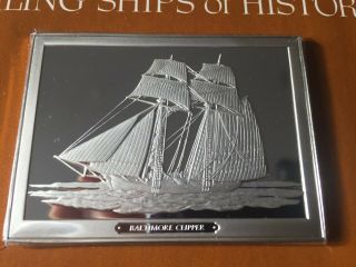 90 Grams.  925 Sterling Silver Ingot Coin Great Sailing Ships Baltimore Clipper