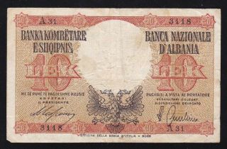 Albania - - - - - - 10 Lek 1939 - - - - - - F/vf - - - -