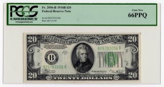 $20 1934b Federal Reserve Note York Pcgs Gem 66 Ppq