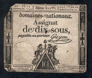 10 Sous Assignat From France 1792