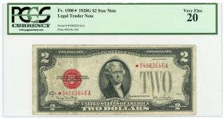 1928 - G Fr.  1508 $2 U.  S.  Legal Tender Star Note - Pcgs Very Fine 20