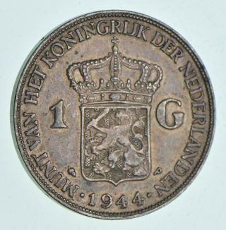 SILVER - WORLD Coin - 1944 Netherlands 1 Gulden - World Silver Coin 10.  4g 977 2
