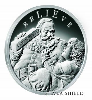 2017 Silver Shield " Believe Santa " - 1 Oz Silver Proof - 1 In " Believe " Series