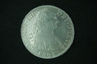 Mexico 1805 Mo Th Spanish Colony Carolus Iiii 8 Reales Silver Coin 27