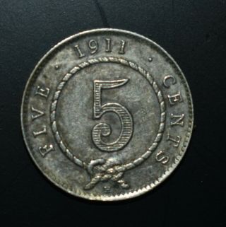 1911H Sarawak 5 Cents XF 2