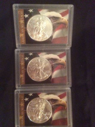 2011 1 Oz U.  S.  Silver American Eagle One Dollar $1 Unc.  /case (set Of 3)