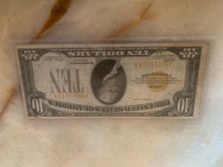 Solid Vg Or F 1928 10$ Gold Certificate 5 Days Nr Ink And Folds