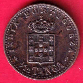 India Portugueza - Carlos I - 1/12 Tanga - Rare Coin Cj49