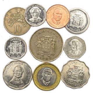10 Coins From Jamaica Old Collectible Jamaican Coins Caribbean Island Dollar