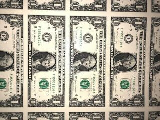 $1 UNCUT SHEET 1x50 ONE DOLLAR BILLS 2017 UNITED STATES CURRENCY MONEY BEP 3